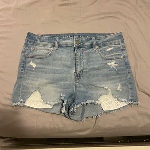 American Eagle Light Wash Ripped Shorts